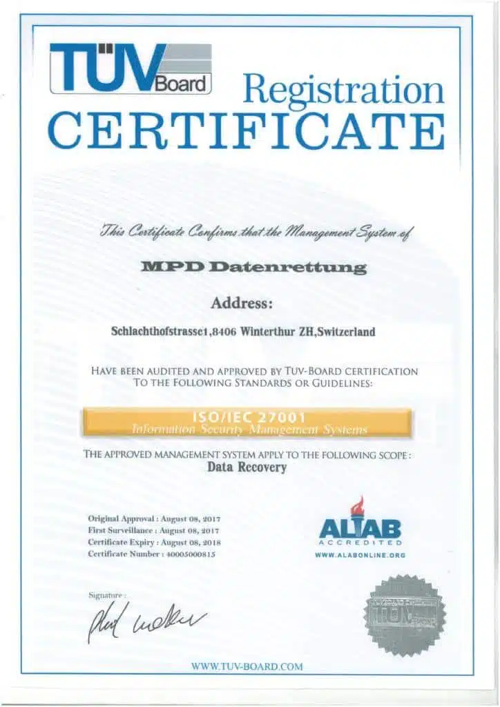 ISO 27001 Zertifikate